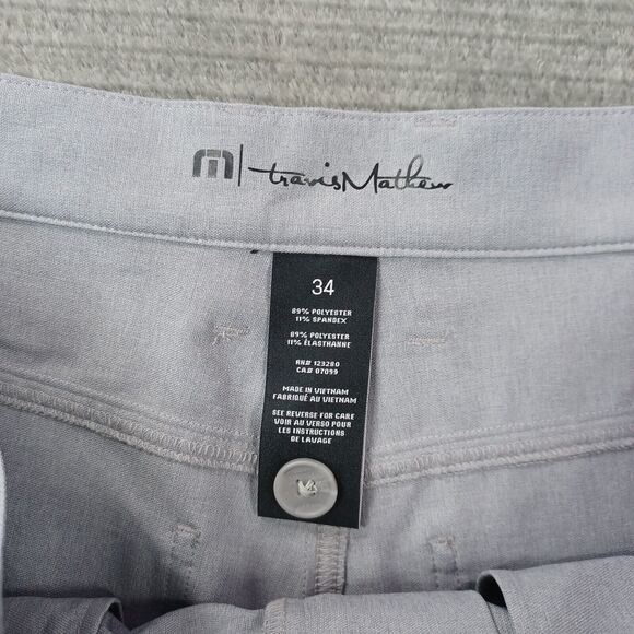 Travis Mathew Pants Mens 34x31 Gray Open to Close Weekend Khakis Trousers Slacks - Picture 3 of 9